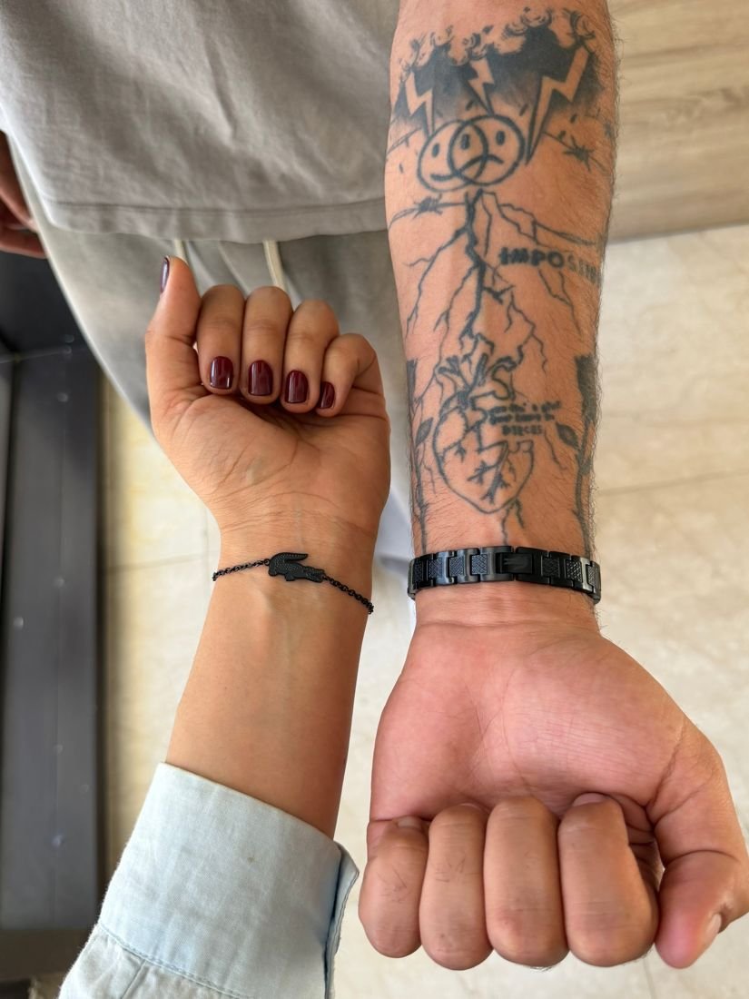 Duo de bracelets noirs – acier inoxydable